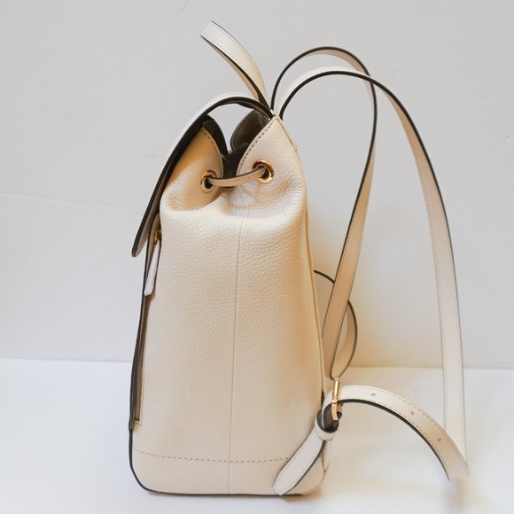 Michael Kors Ginger Medium Drawstring Backpack Pebbled Leather  Light Cream - Picture 4 of 11